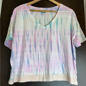 OLD NAVY Pastel Tie-Dye V-Neck Crop Tee
